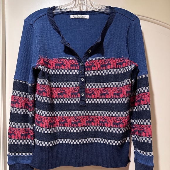 Free People Striped Henley Sweater - cute for the fall! - Picture 2 of 4